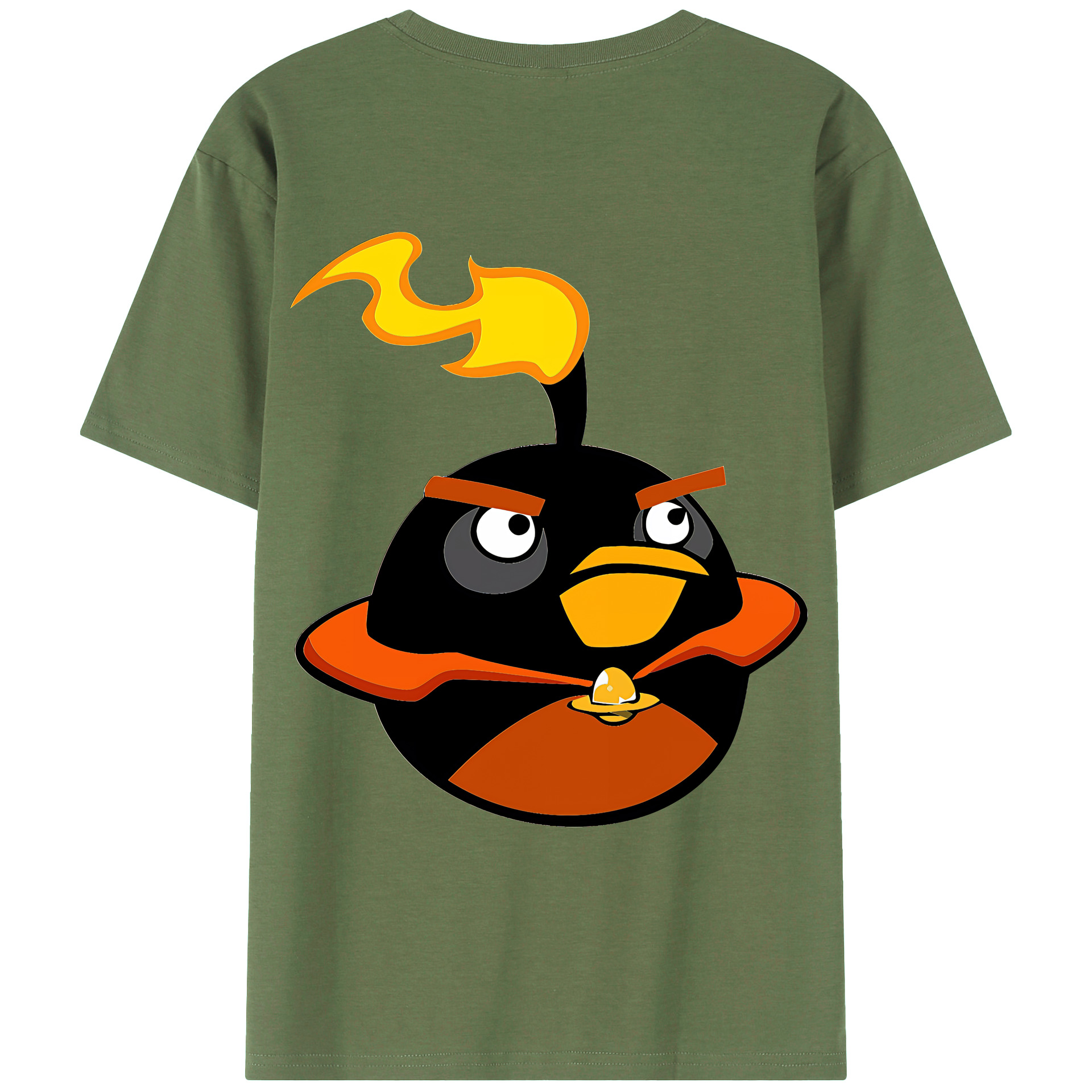 （画像用） Angry Birds アングリーバード 綿100％ メンズ半袖Tシャツ（バックプリント） 通気性